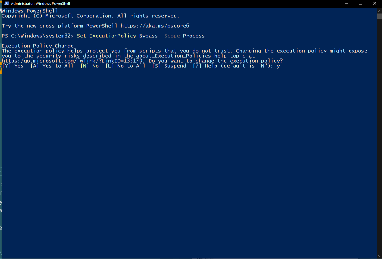 Temporary permission for powershell script