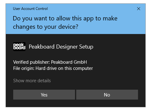 Windows User Account Control Window
