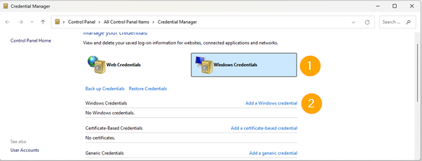 Select Windows Credential
