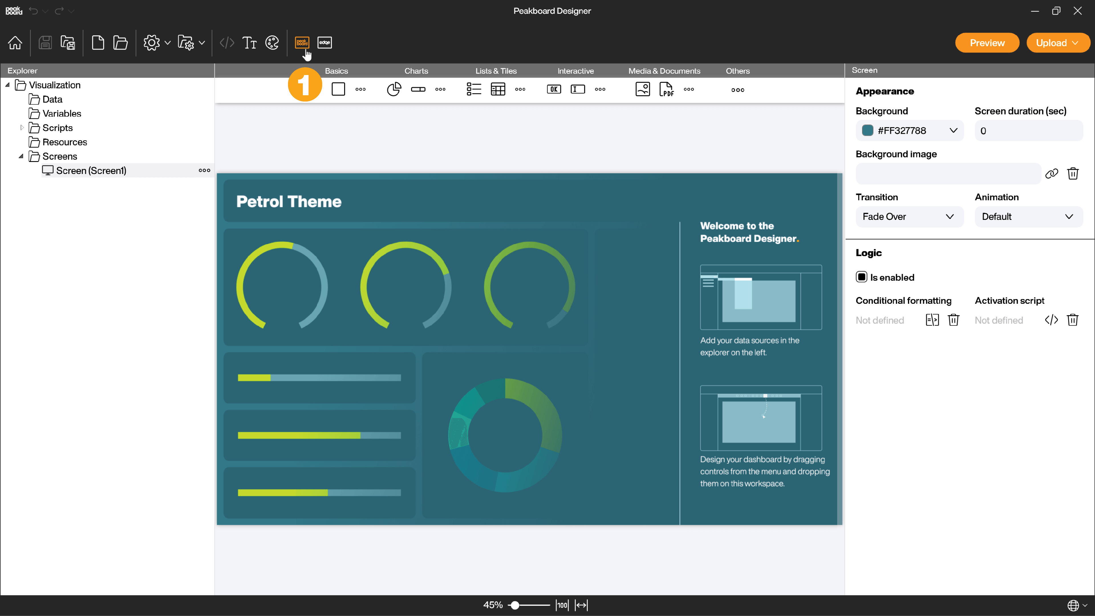 Peakboard Box settings