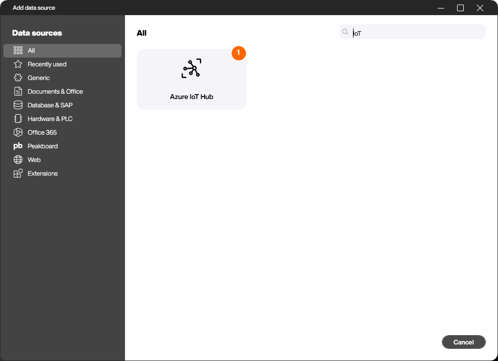 Add the Azure IoT Hub data source