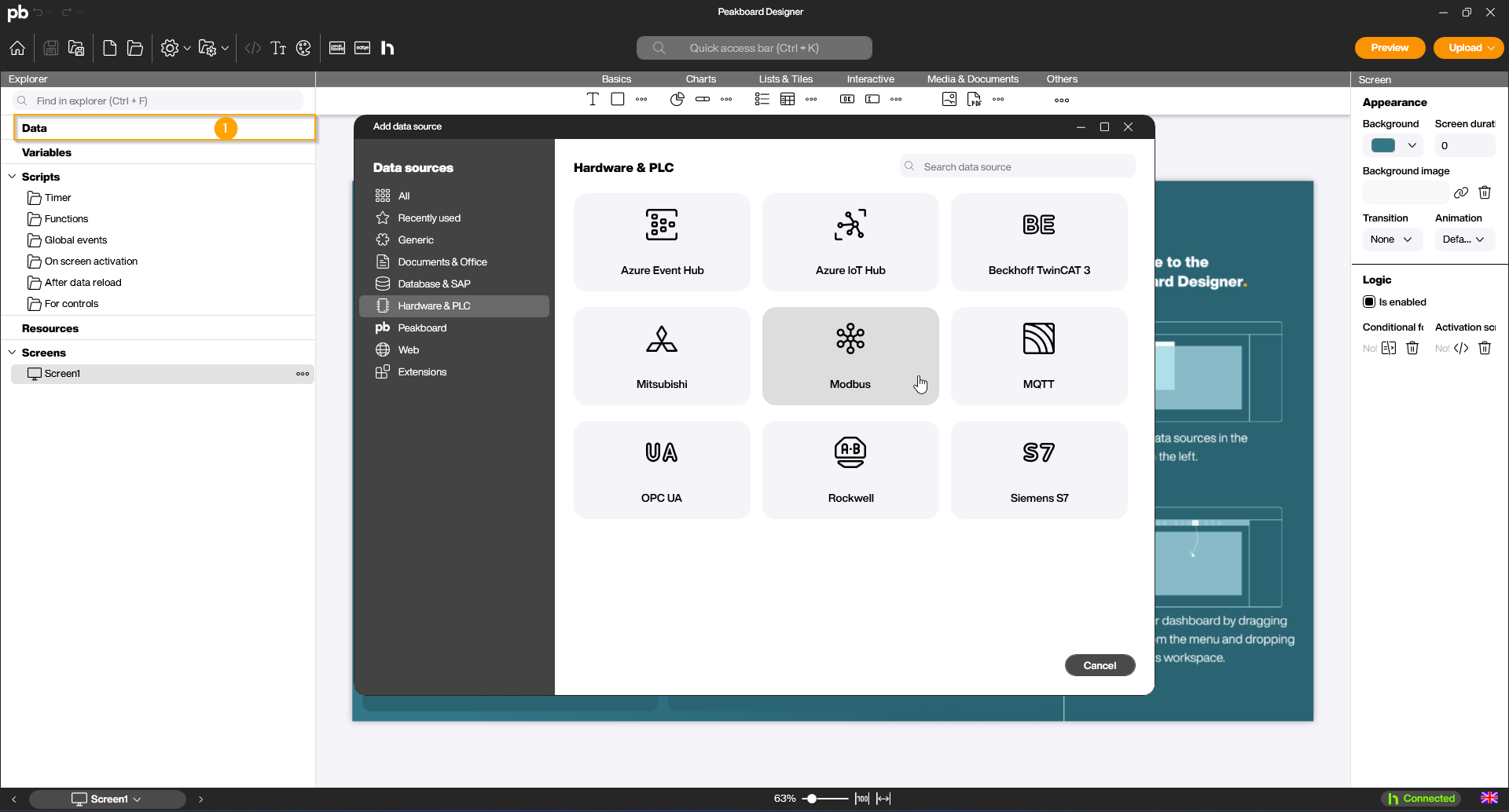 Add Modbus data source