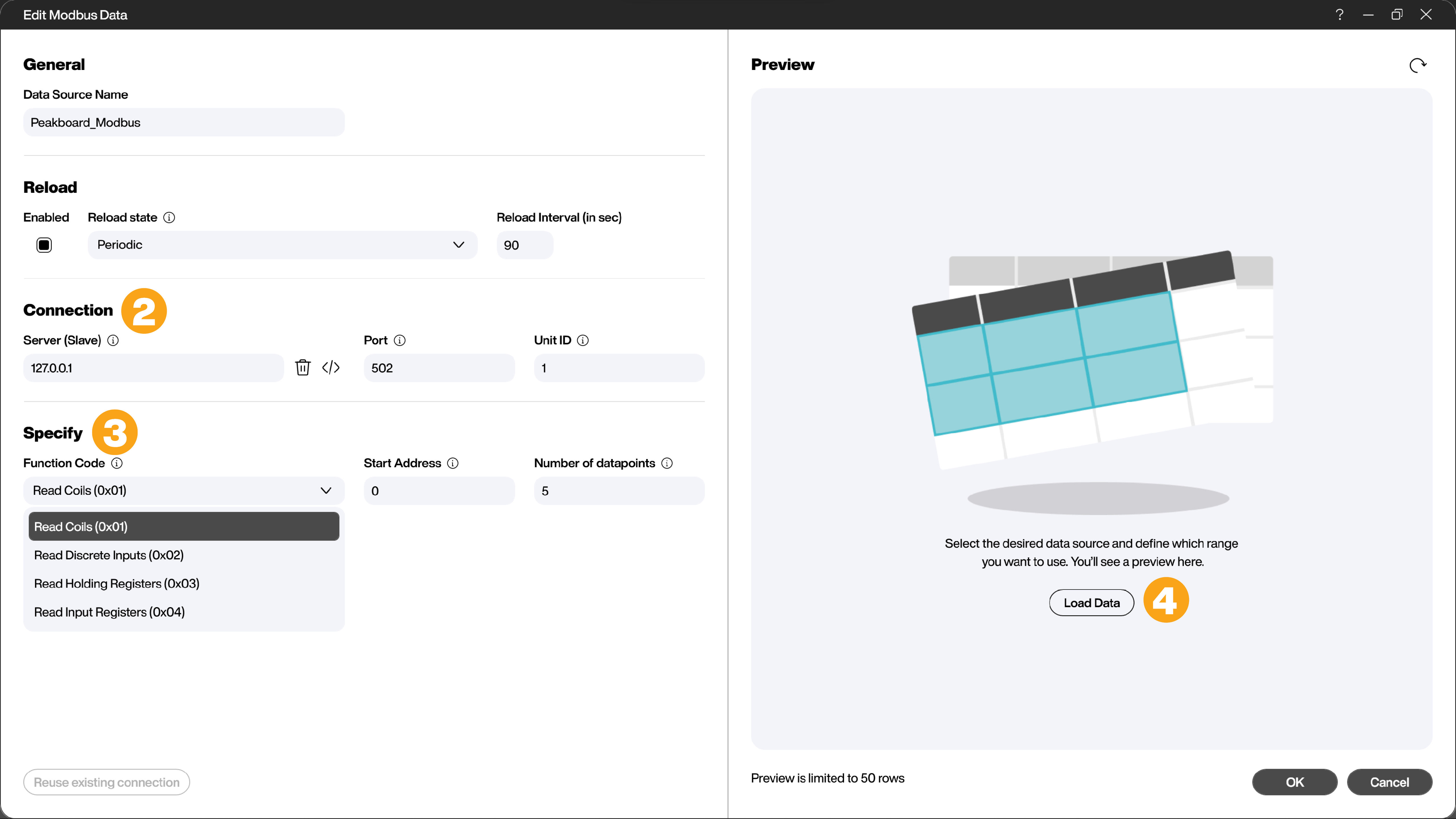 Configure Modbus data source