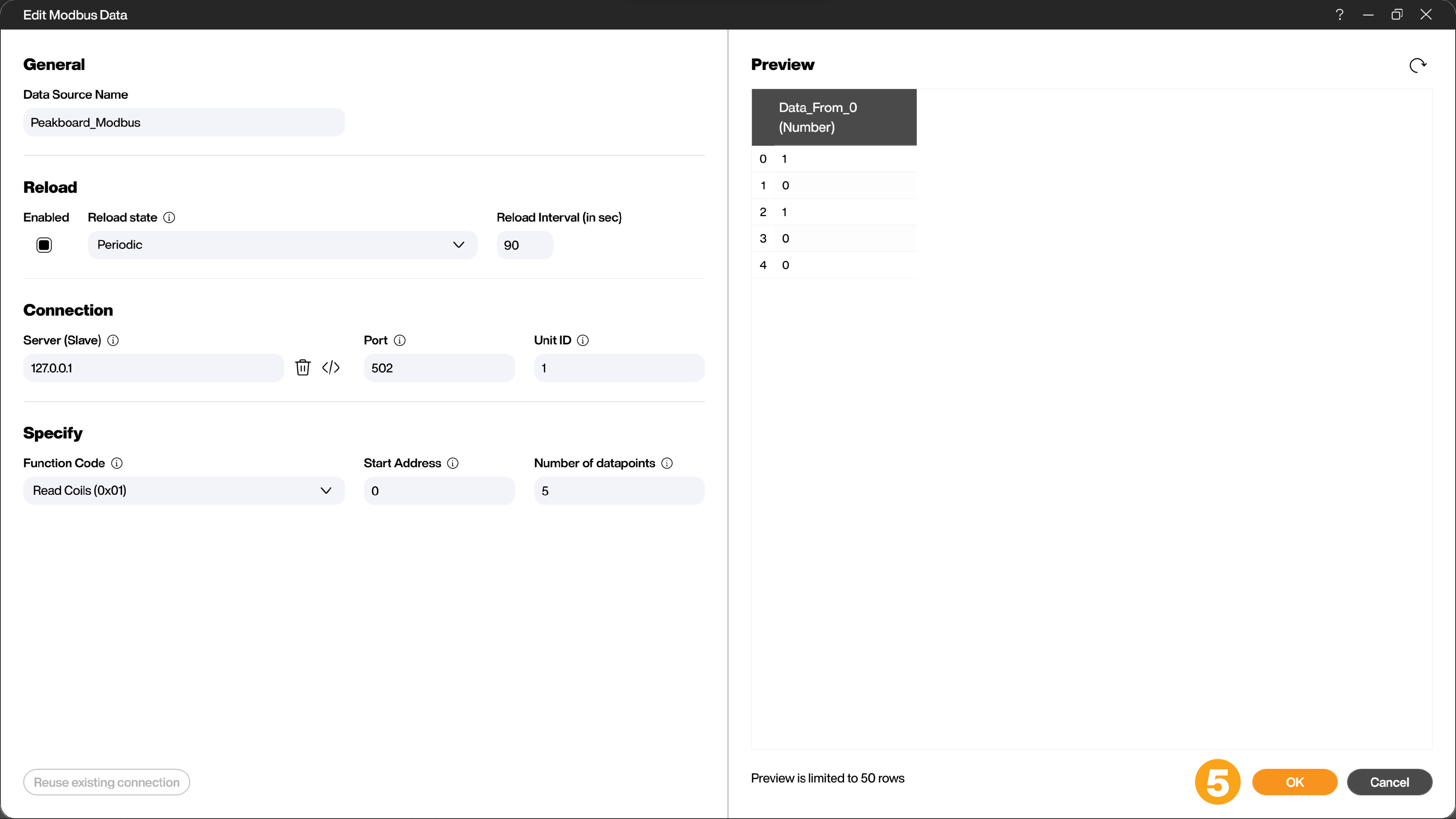 Configure Modbus data source