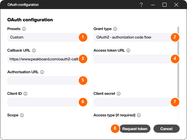OAuth-Konfiguration ohne Preset