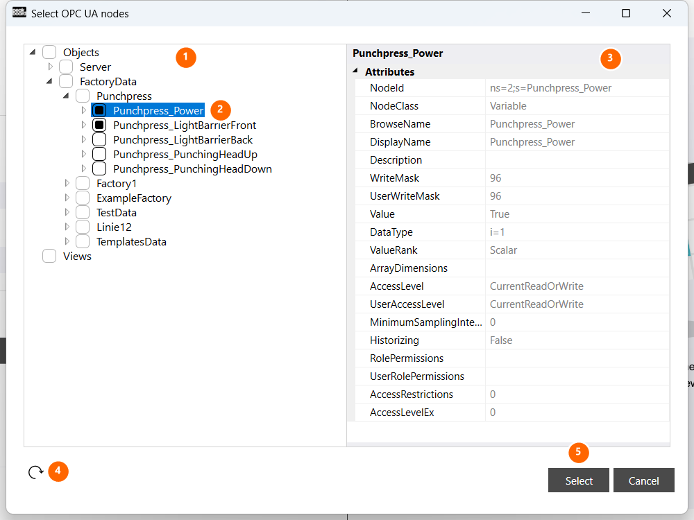 OPC UA Knoten-Browser-Dialog