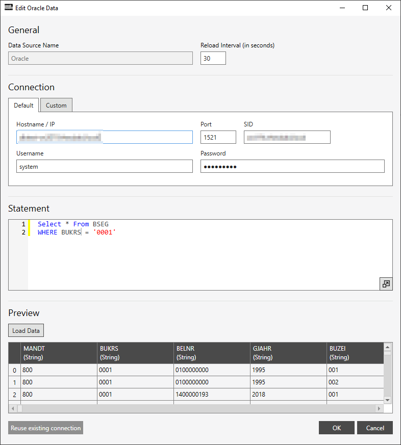 Oracle Data Source Dialog