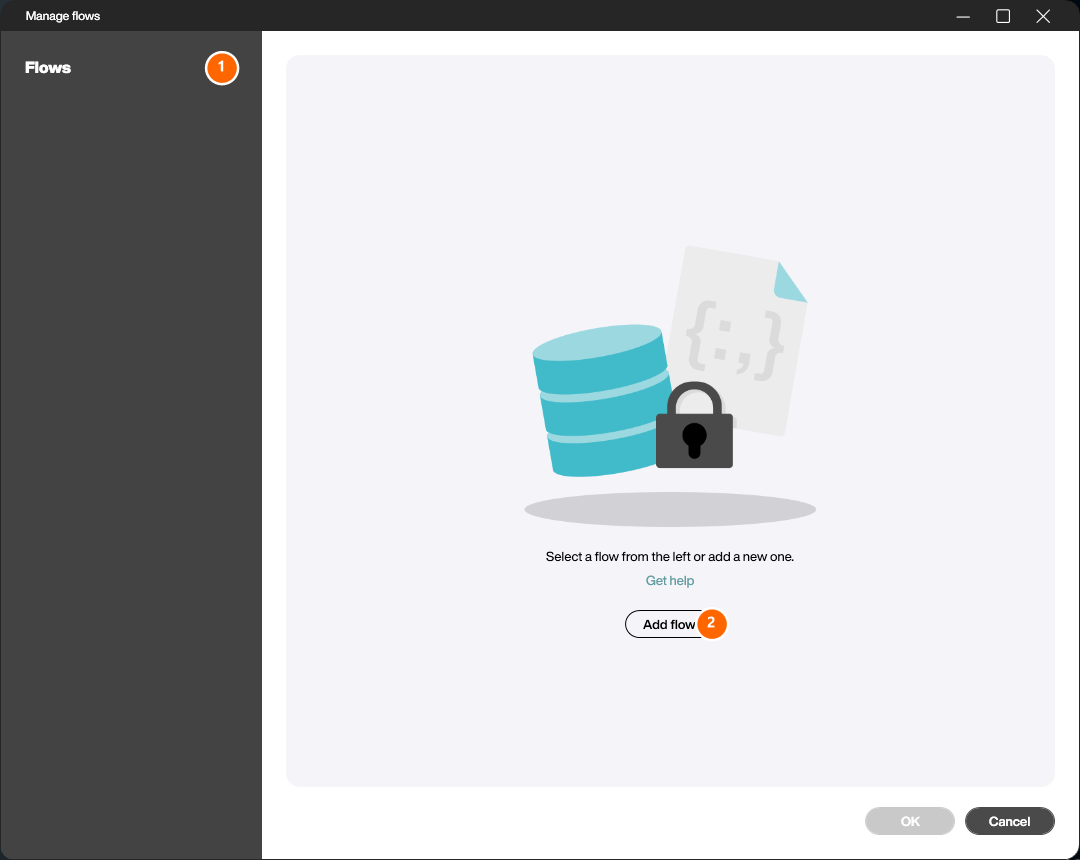 Manage flows – empty state