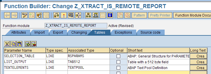 Function Builder Tables