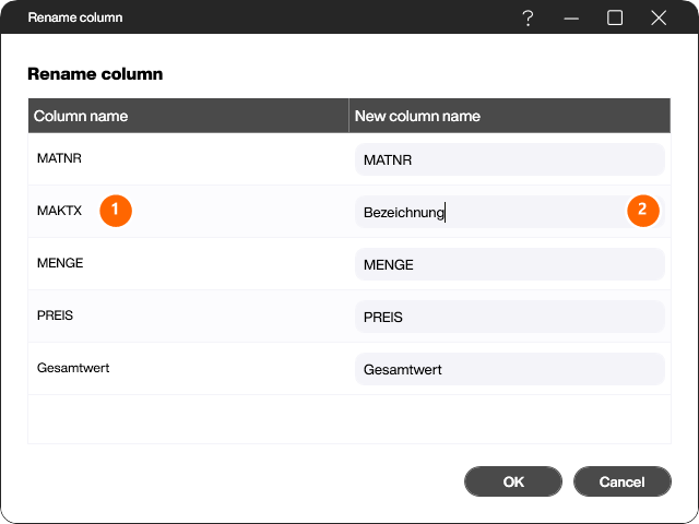Rename column