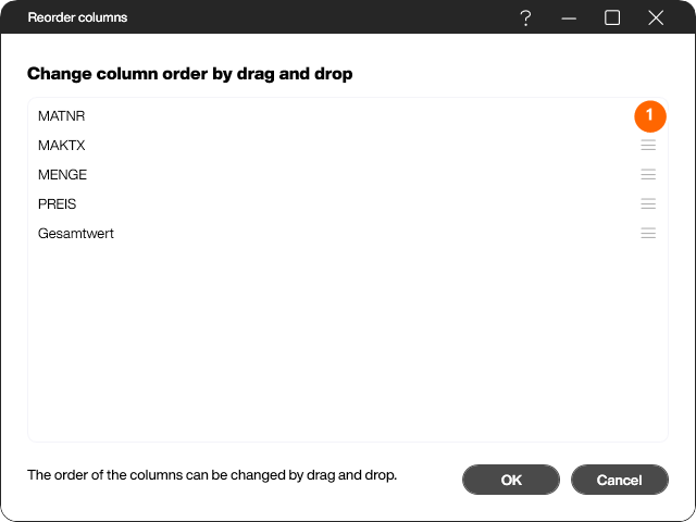 Reorder columns