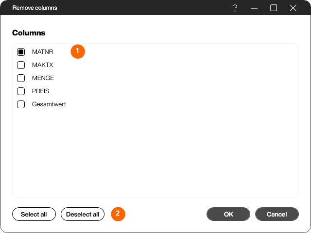 Remove columns