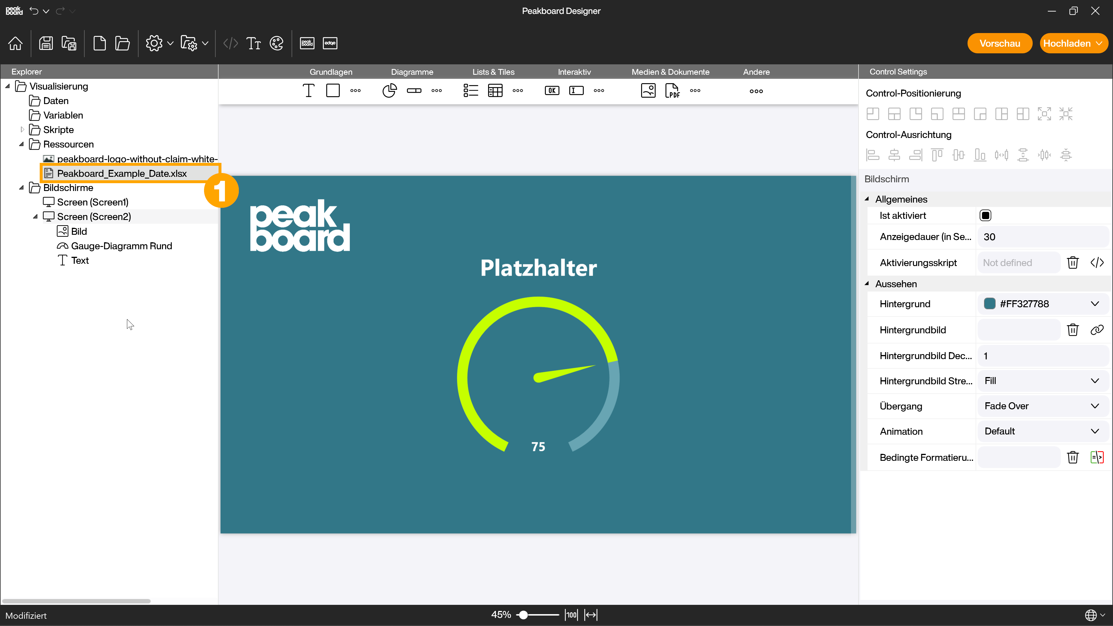 Peakboard Designer – Excel Ressource