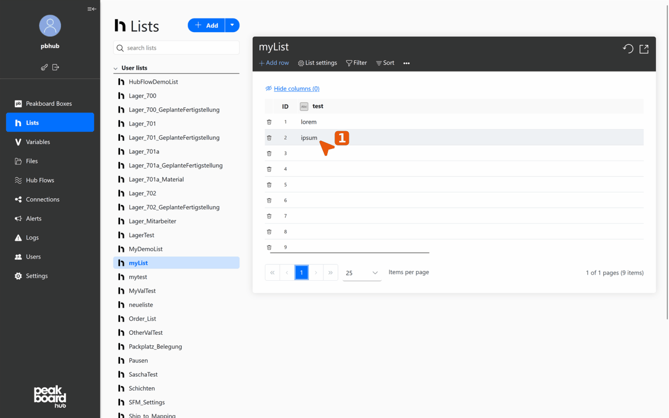 Link list cell to variable
