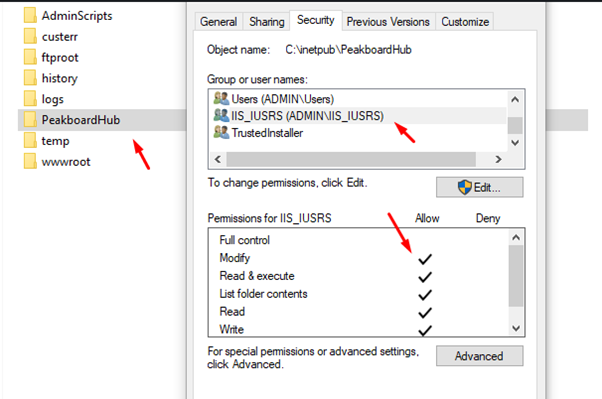 Peakboard Hub permissions