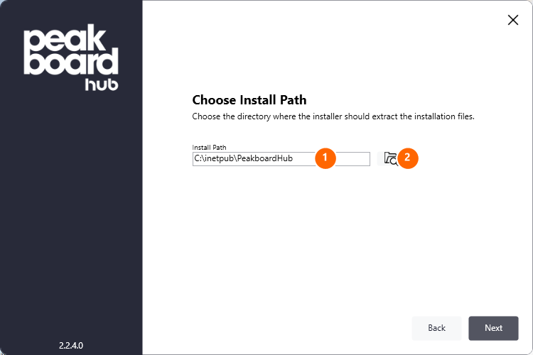 Installation folder selection