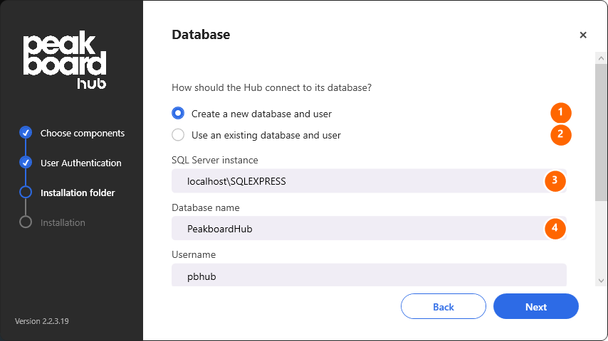 Datenbankkonfiguration — Verbindung und Datenbankname