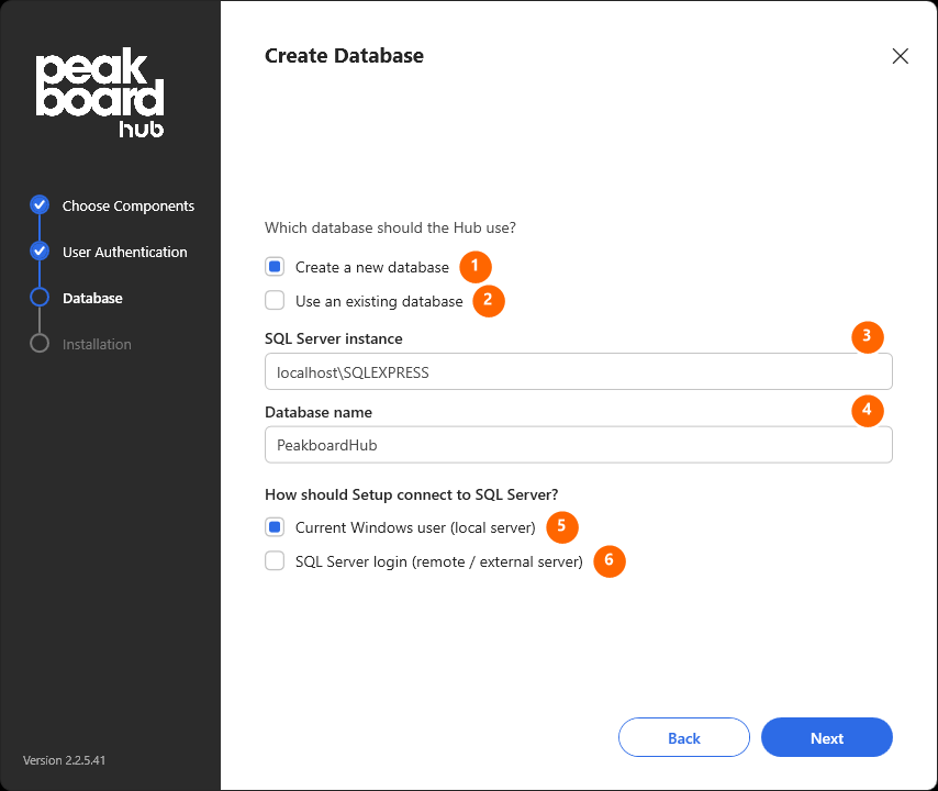Konfiguration der Datenbank