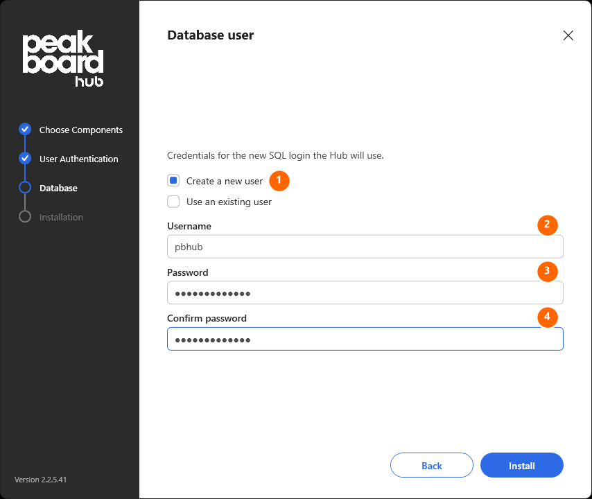 Anlegen des Datenbankbenutzers