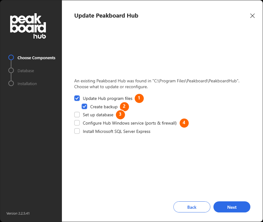 Updating an existing Peakboard Hub