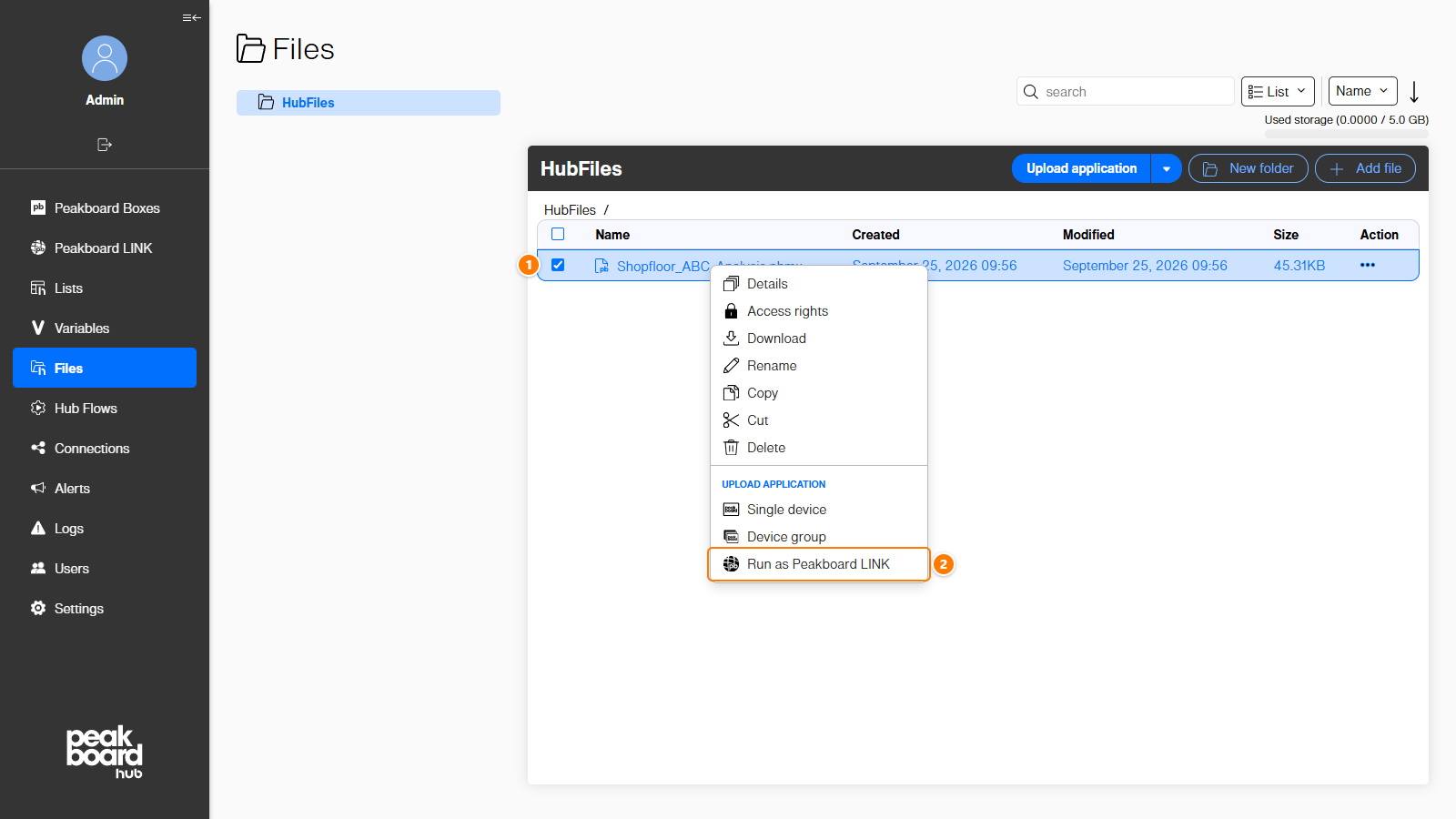 Run as Peakboard LINK in Files