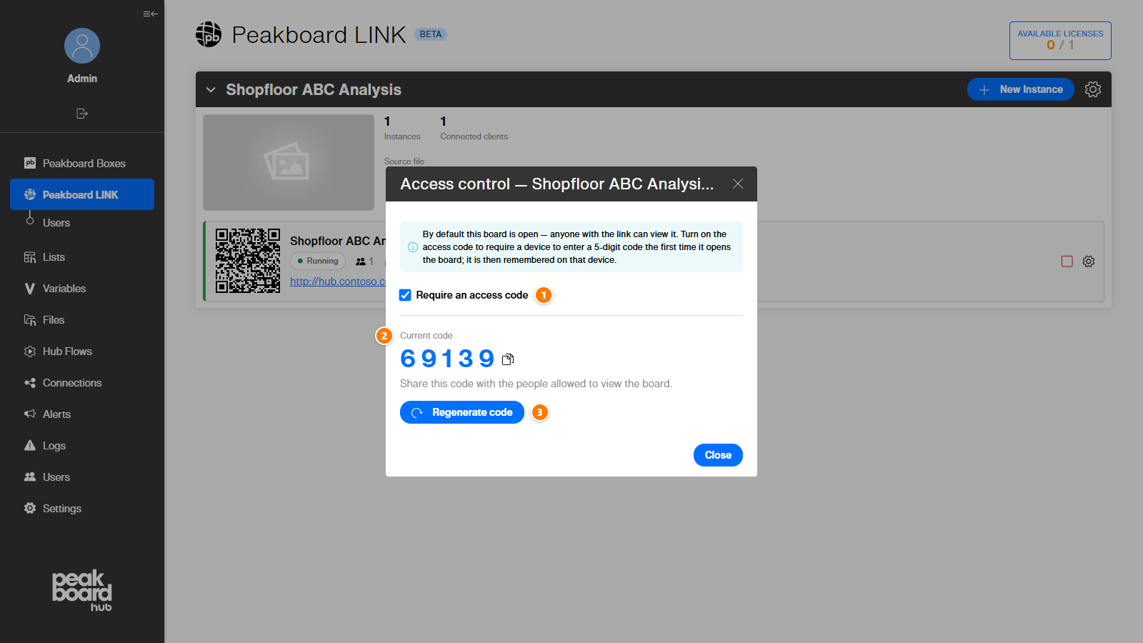 Access control dialog