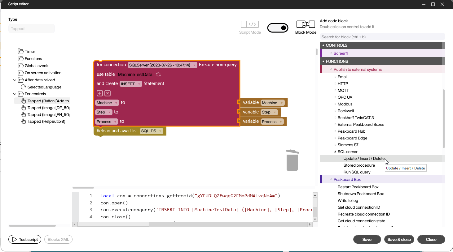 Schreiben von Daten in eine SQL-Datenbank