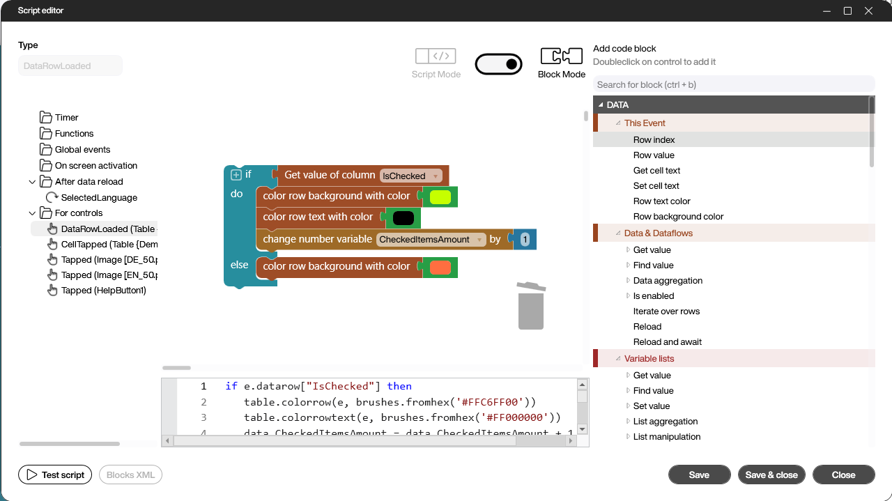 Color Loaded DataRow